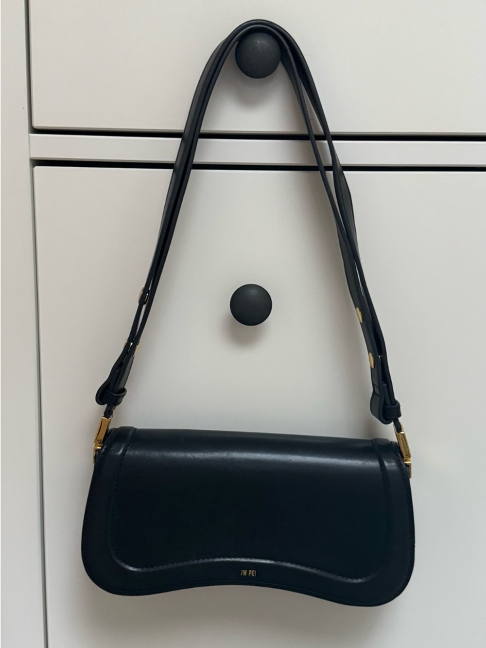 JW PEI Leather Black Shoulder Bag